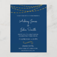 Gold Foil String Lights and Script Wedding
