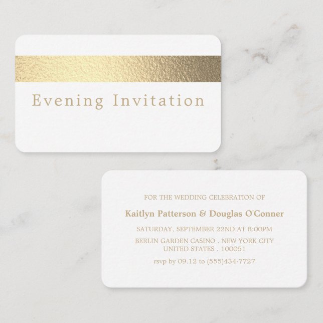 Gold Foil Stripe, Evening Event Ticket Invitation (Front/Back)