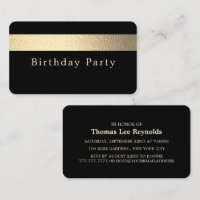Gold Foil Stripe, Jet Black, Birthday Party Ticket