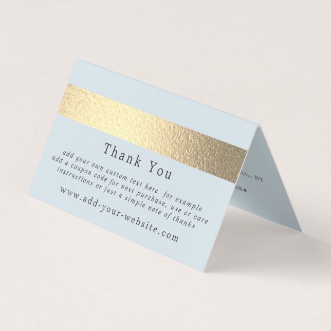 Gold Foil Stripe Minimalist Logo Thank You Card (Front)