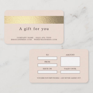 Gold Foil Stripe On Blush Pink Gift Certificates