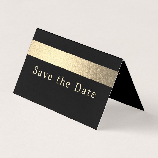 Gold Foil Stripe Photo Save The Date Card (Front)
