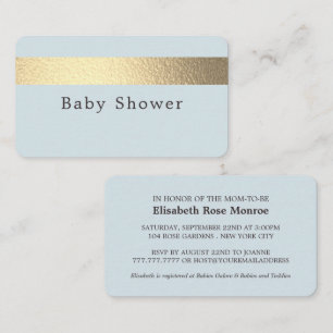 Gold Foil Stripe, Powder Blue Baby Shower Ticket