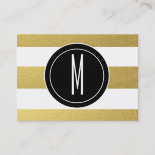 GOLD FOIL STRIPES BLACK MONOGRAM BUSINESS CARD