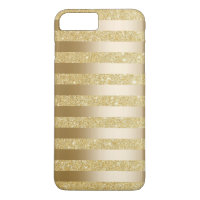 Gold Foil Stripes Faux Glitter iPhone 7 Plus Case