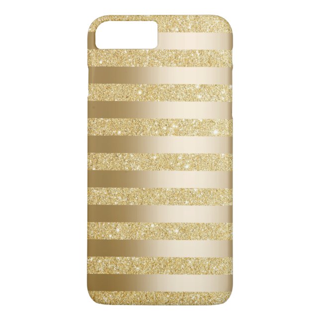 Gold Foil Stripes Faux Glitter iPhone 7 Plus Case (Back)