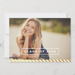 GOLD FOIL STRIPES   GRADUATION PARTY INVITATION