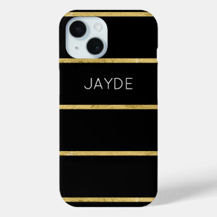 Gold Foil Stripes Personalised Mobile Phone Case