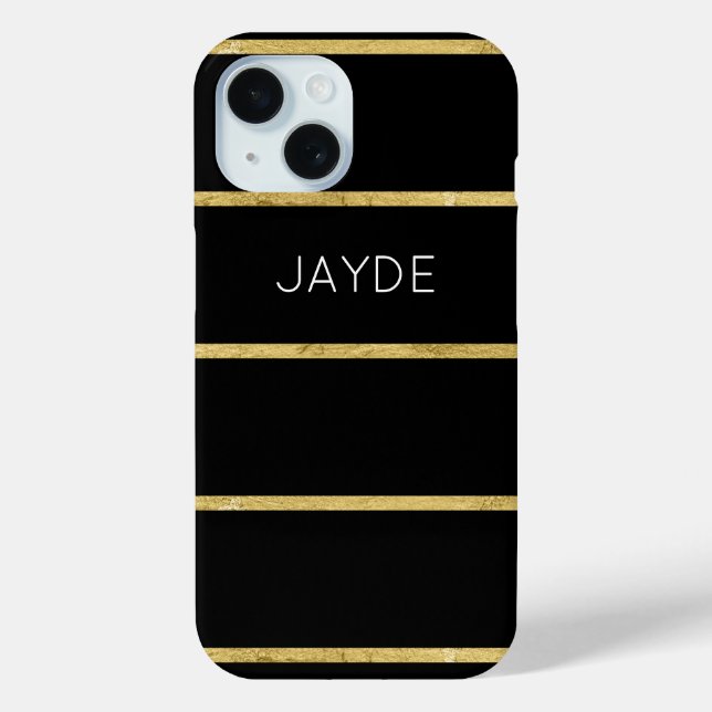 Gold Foil Stripes Personalised Mobile Phone Case (Back)