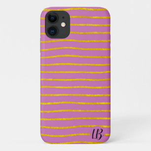 Gold Foil Stripes Personalised Phone Case