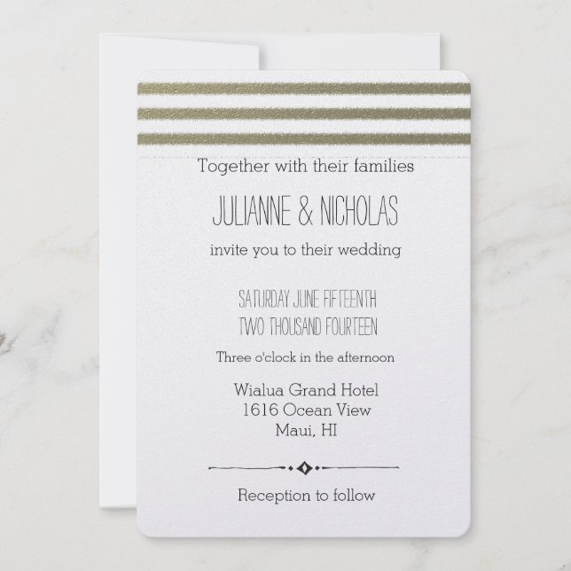 Gold Foil Stripes Wedding Invitation (Front)