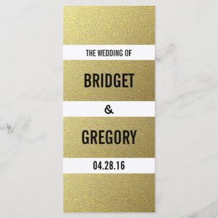 Gold Foil Stripes Wedding Programs Programme