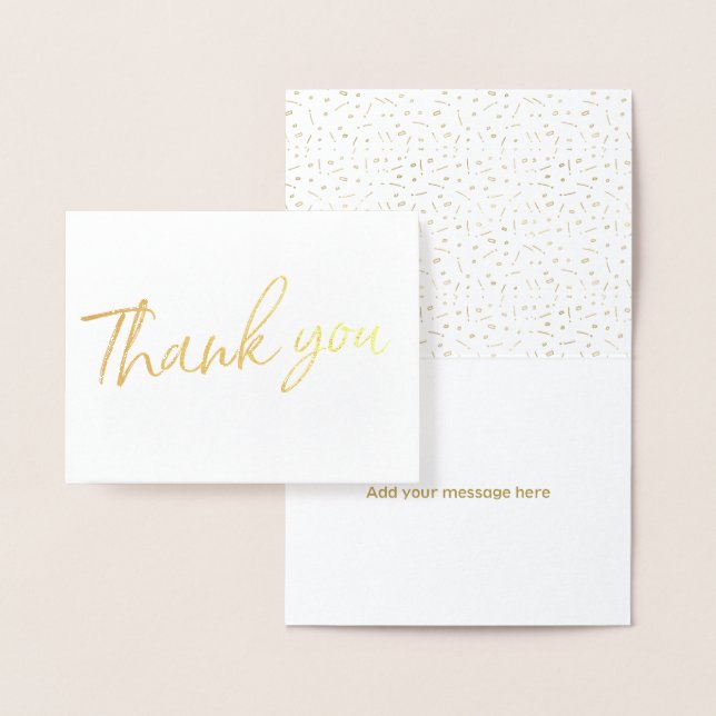 Gold Foil Stylish Lettered Wedding Thank you Card (Display)