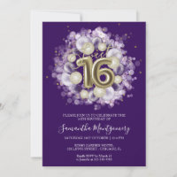 Gold Foil Sweet 16 Birthday Balloons Party Purple