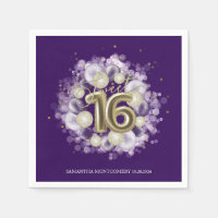 Gold Foil Sweet 16 Birthday Balloons Party Purple