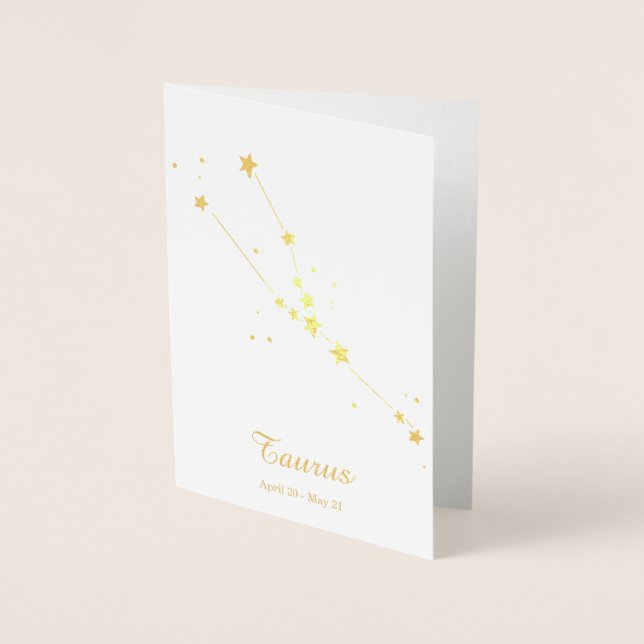 Gold Foil TAURUS Zodiac Sign Constellation Card (Front)