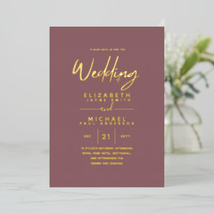GOLD FOIL Text Dusty Rose Pink Wedding Elegant