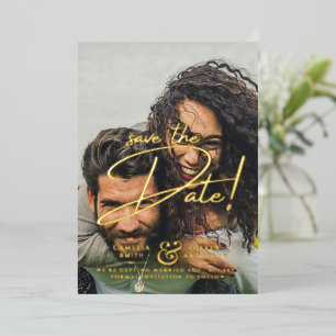 GOLD FOIL Text Photo Overlay Save the Date Modern
