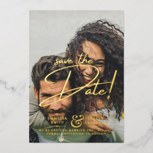 GOLD FOIL Text Photo Overlay Wood Save the Date