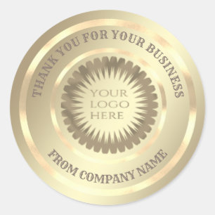 Gold foil  thank you business custom logo classic round sticker