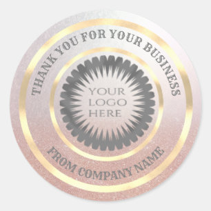 Gold foil  thank you business custom logo classic round sticker