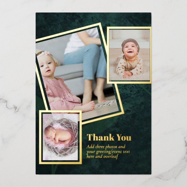 Gold Foil THANK YOU Photo Collage Modern QR CODE (Front)