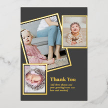 Gold Foil THANK YOU Photo Collage Modern QR CODE