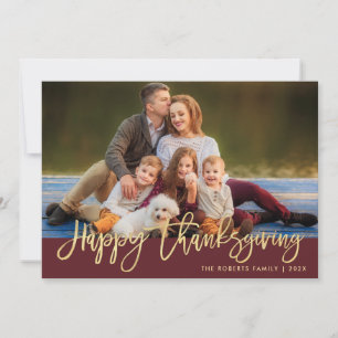 gold foil thanksgiving holiday photo card