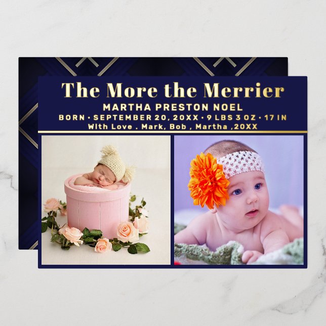 Gold Foil The More The Merrier Birth Foil Holiday  (Front/Back)