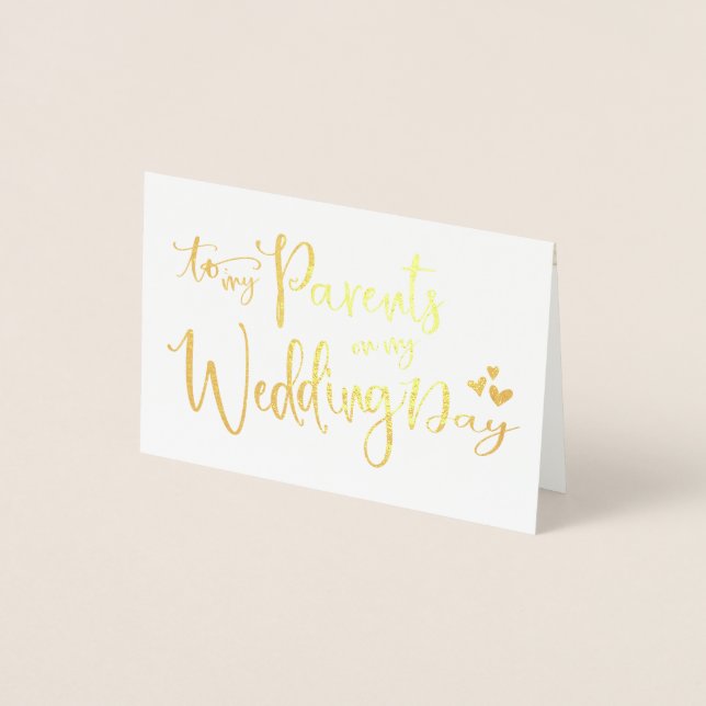 Gold Foil  | To My Parents On My Wedding Day Photo Foil Card (Front)