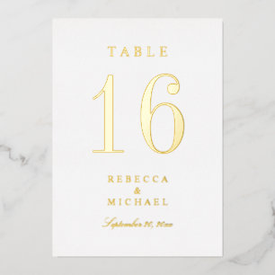 Gold Foil Traditional Wedding Table Numbers