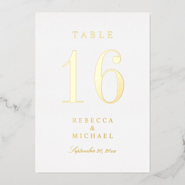 Gold Foil Traditional Wedding Table Numbers (Front)