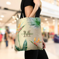 Gold Foil Tropical Island Floral Monogram Script