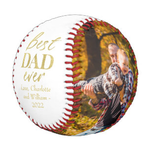 Gold Foil Typography Father's Day Baseball
