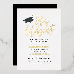 gold foil typography graduation party invitation