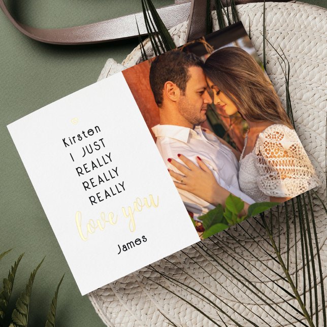 Gold Foil Valentines Day Funny Love You Photo Name (Creator Uploaded)