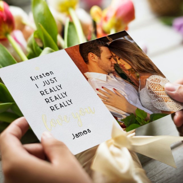 Gold Foil Valentines Day Funny Love You Photo Name (Creator Uploaded)