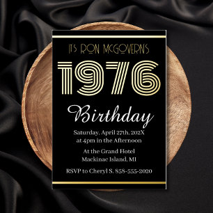 Gold Foil Vintage 1976 Rectangular 50th Birthday
