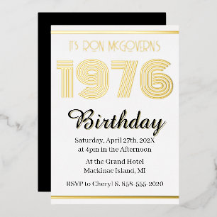 Gold Foil Vintage 1976 Rectangular 50th Birthday