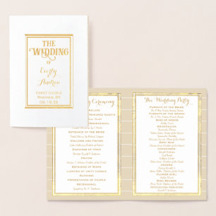 Gold Foil Vintage Hummingbird WEDDING PROGRAM Foil Card