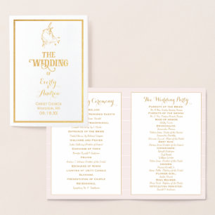 Gold Foil Vintage Hummingbird WEDDING PROGRAM Foil Card