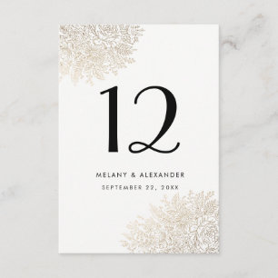 Gold Foil Vintage Lace Elegant Table Number Card