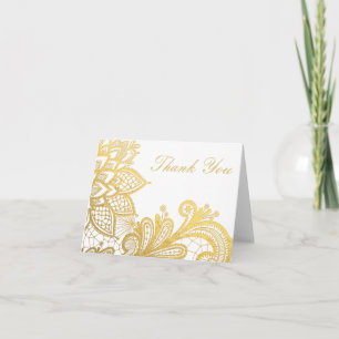 Gold Foil Vintage Lace Thank You Card