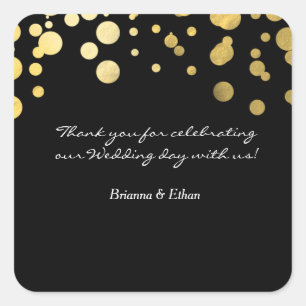 Gold Foil Wedding Black Favour Sticker Labels