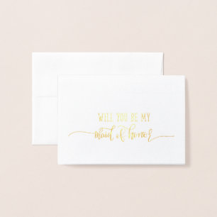 Gold Foil Wedding Card Maid of Honour Card