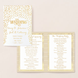 Gold Foil WEDDING PROGRAM Confetti Typography Card