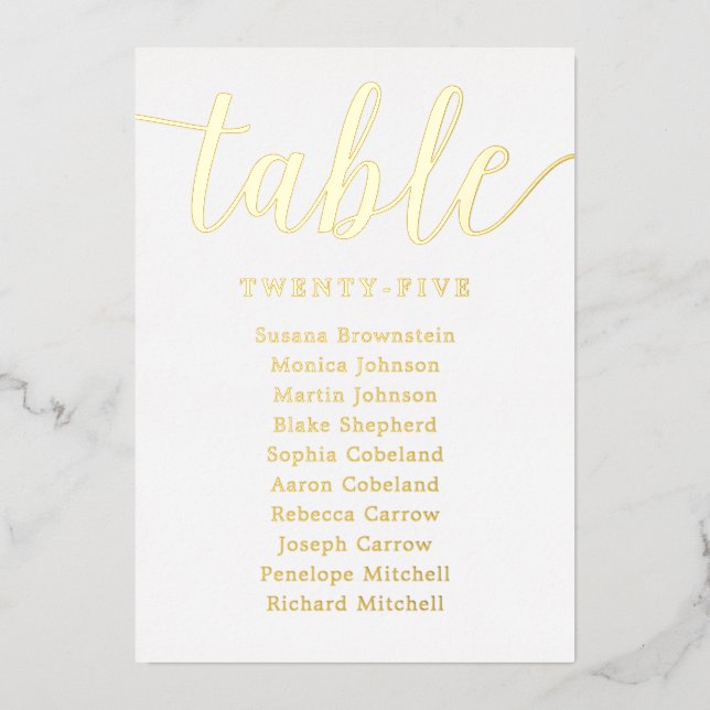 Gold Foil Wedding Table Numbers Photo Backer (Front)