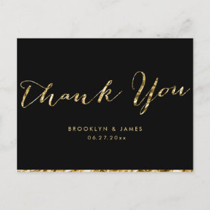 Gold Foil Wedding Thank You Postcards Black