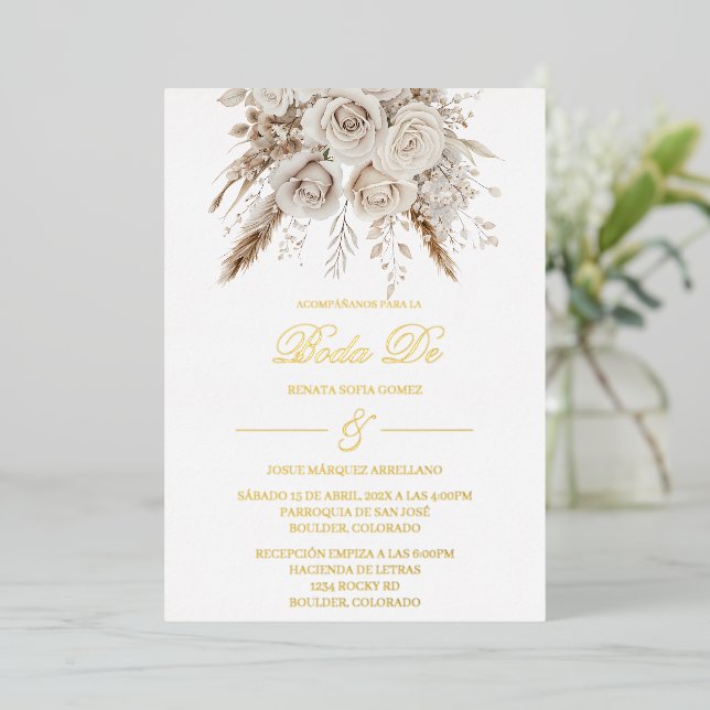 Gold foil white boho spanish (Standing Front)