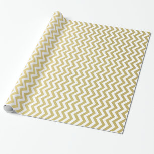 Gold Foil White Chevron Pattern Wrapping Paper